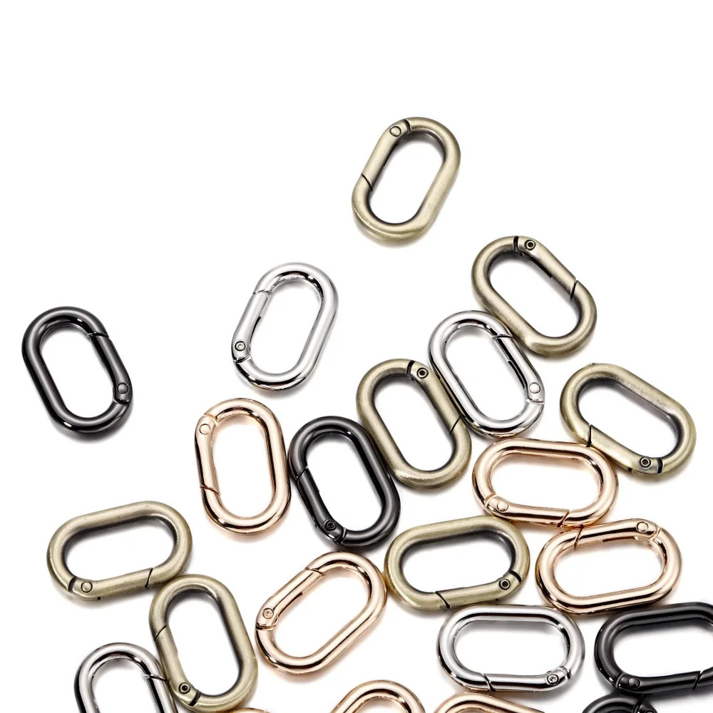 5PCS Metal Oval Spring Clasp Carabiner Clips for DIY Jewelry and Keychains