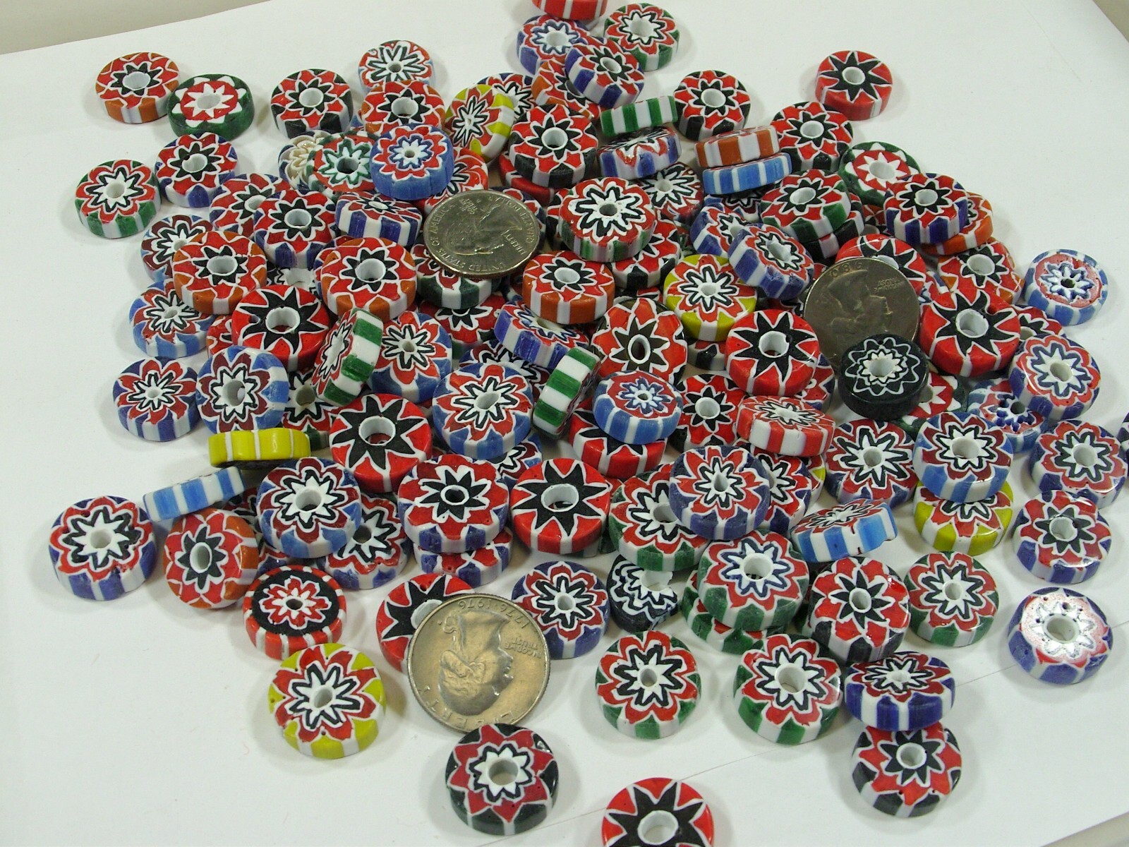 2 Pounds Assorted India Handmade Chevron Glass Beads Wholesale Bulk Lot (WC-91B)
