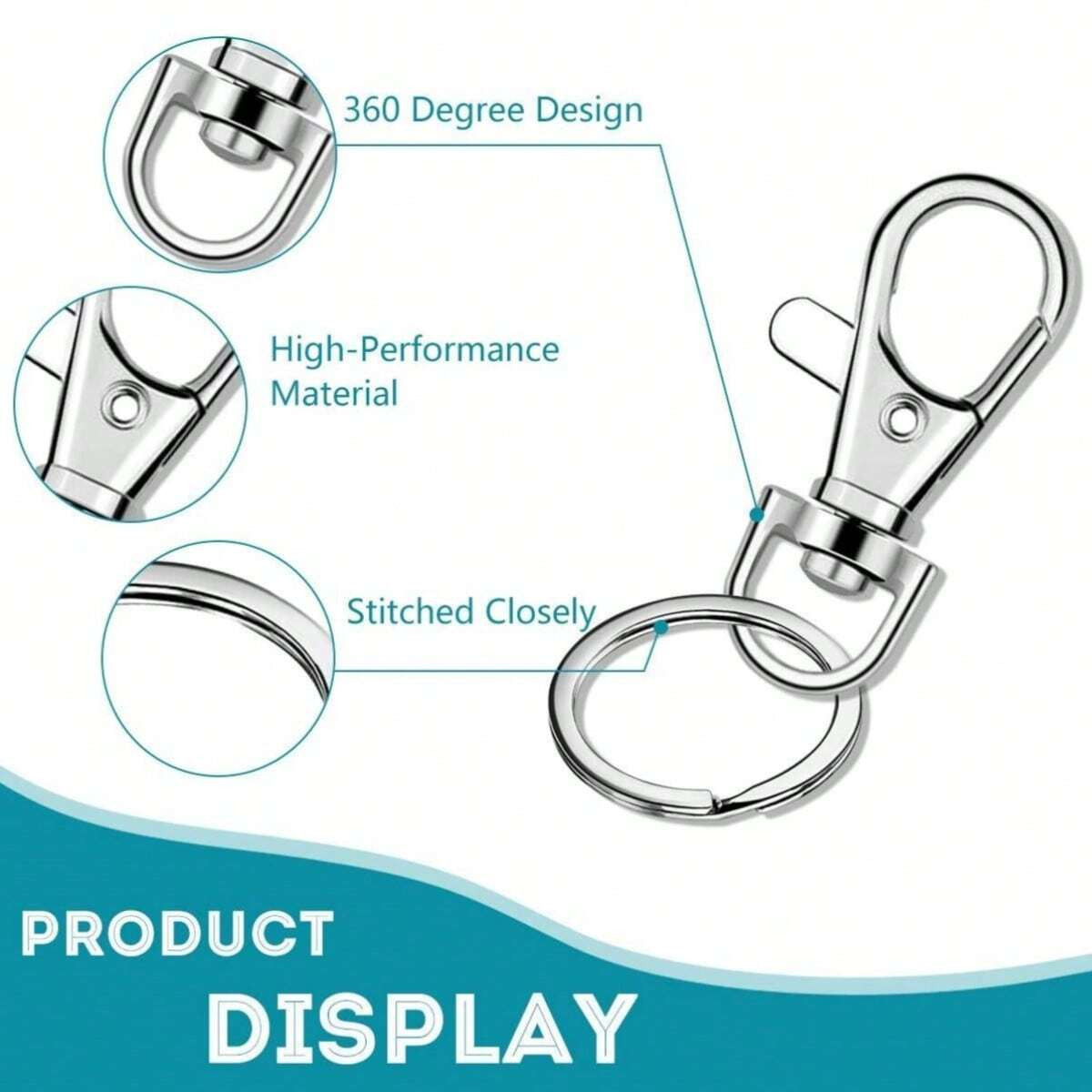 Lobster Claw Clasp with Key Rings Swivel Hooks Metal Keychain Snap Lanyard Clip