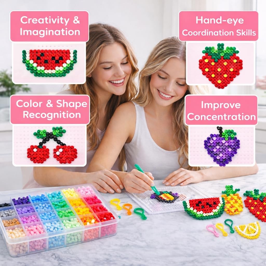 Fuse Beads Kit 14500pcs 28 Colors 2.6mm Melting Beads DIY Pixel Art Crafts Gifts