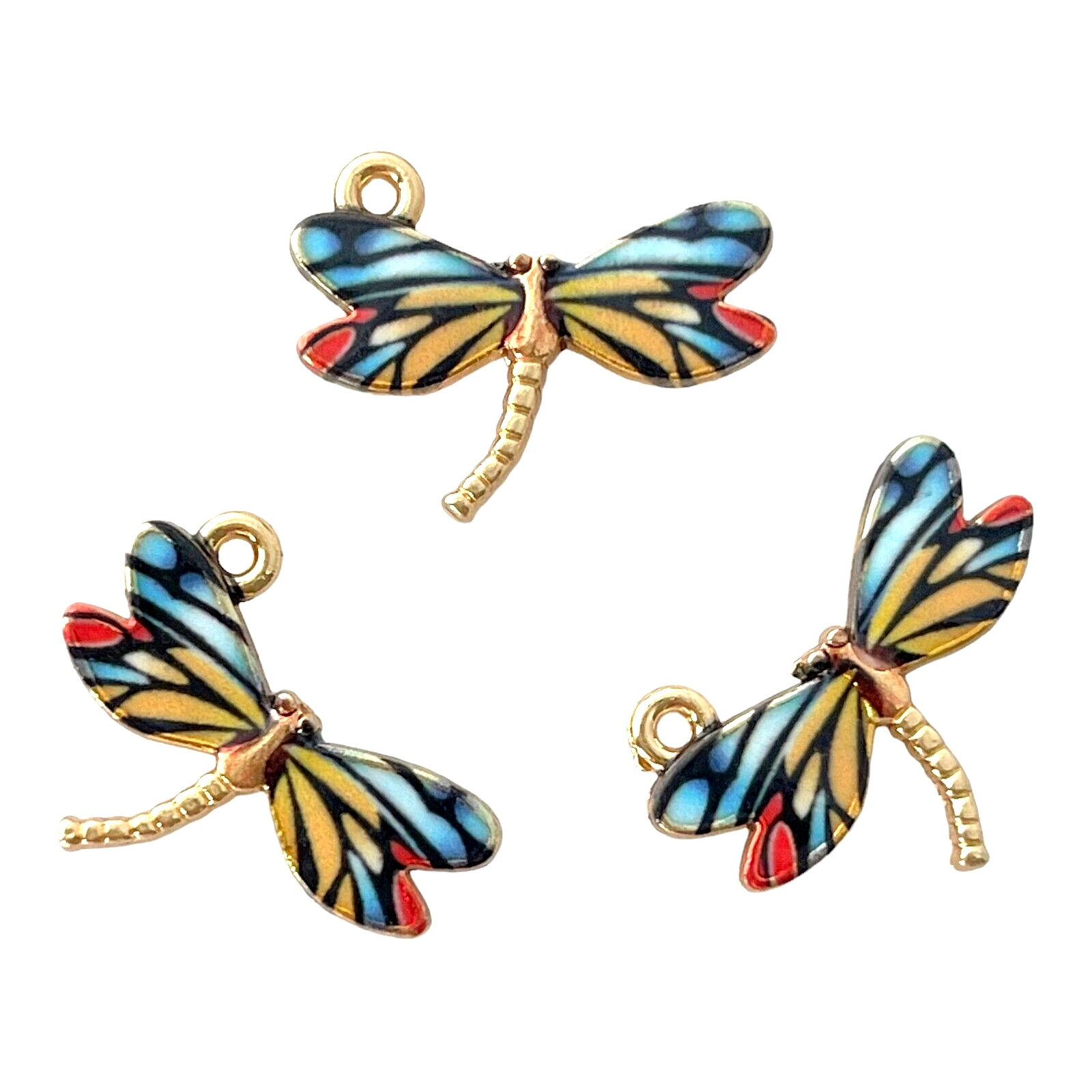 10 pcs Dragonfly Charms Dragonflies Colorful Enamel Bead Drops Pendants 22x17mm