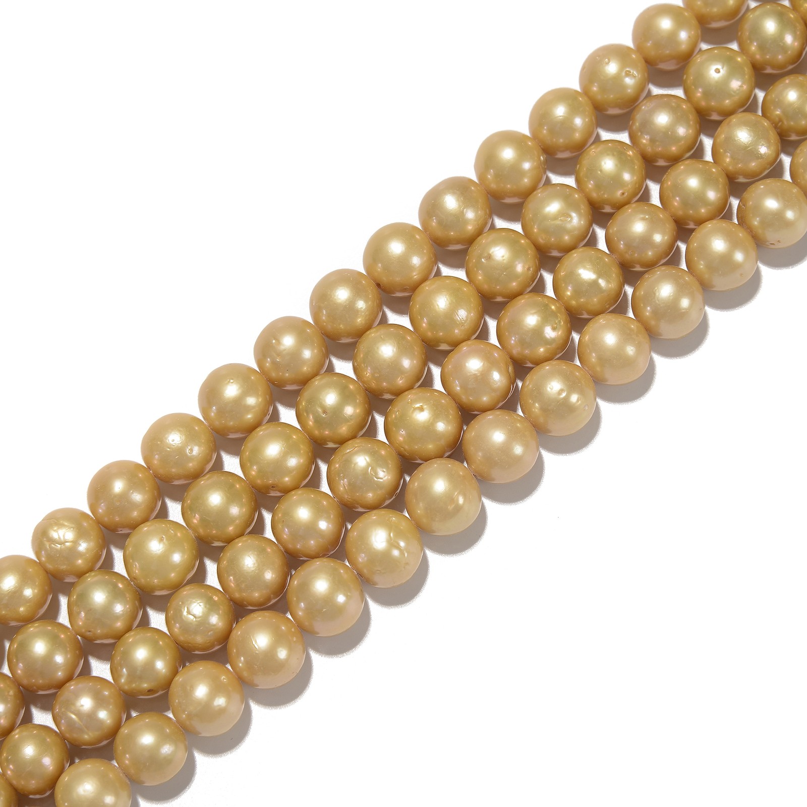 Grade B Gold Fresh Water Pearl Round Beads Size 9-12mm 15.5” Strand