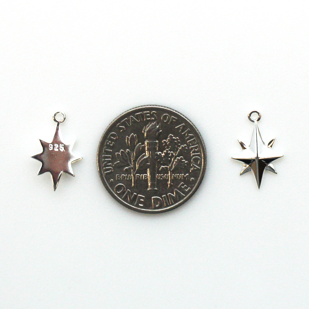 925 Sterling Silver Northstar Charm-Holiday Star Charm- Northern Star- 1 pc