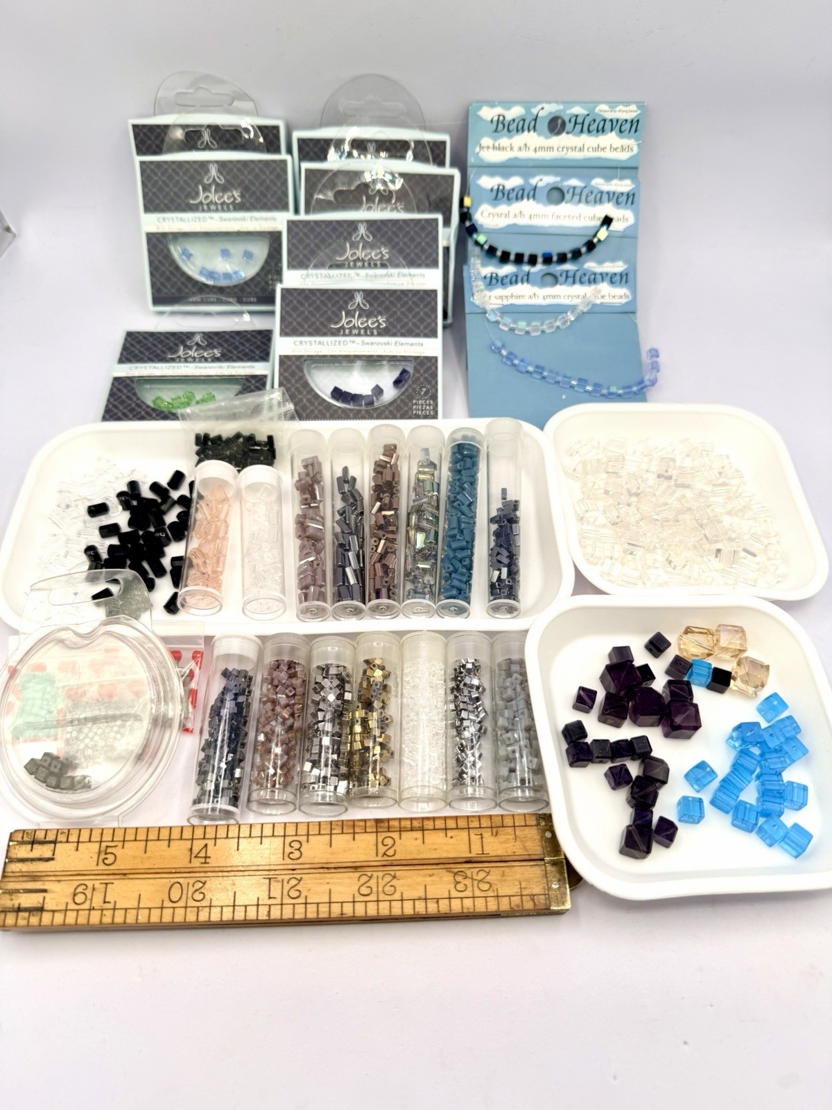 Swarovski Crystal & Czech Glass Cube & Tube Beads Artisan Jewelry Making 12 Oz