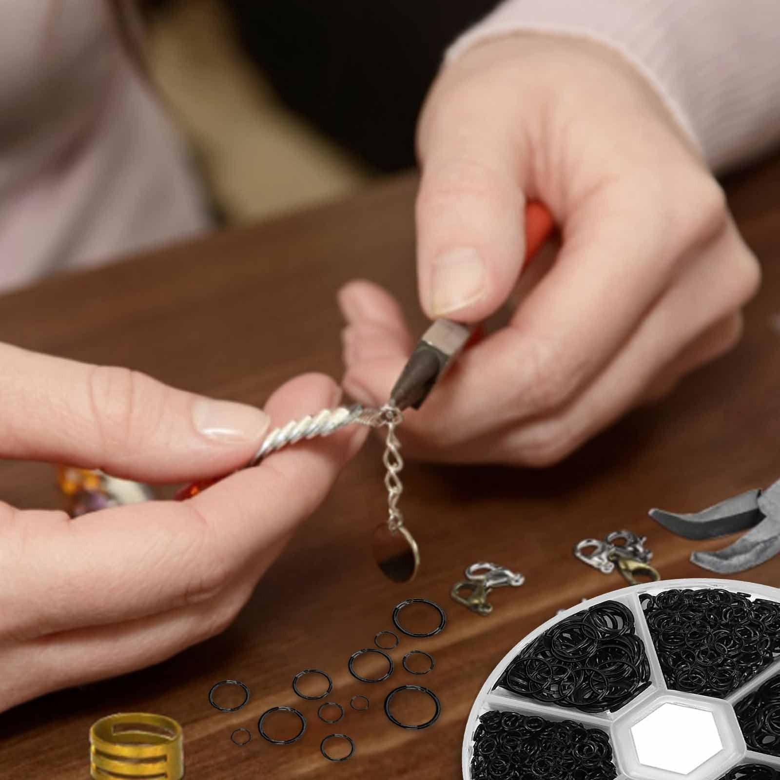1100Pcs Open Jump Rings, Black Jump Rings Set 304 Stainless-Steel O Ring Connect