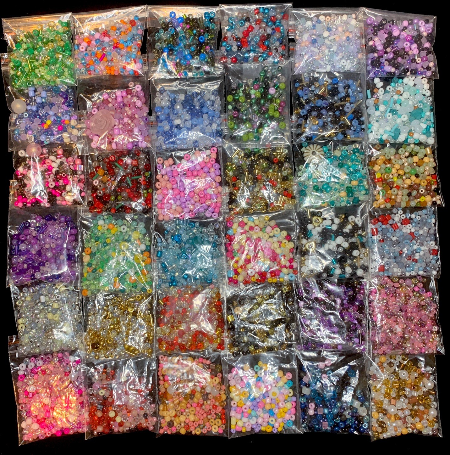1 LB / 16 Oz/ 454 Grams Unique Mix Color Glass Seed Beads Lot 36 Packages