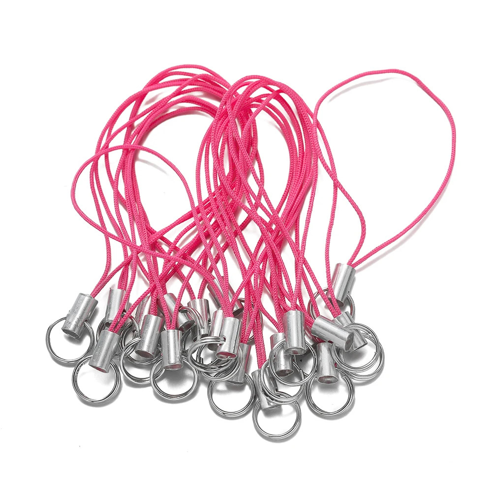 20Pcs Polyester Cord with Double Jump Ring Lanyard Rope Keychain Crafts Handmade