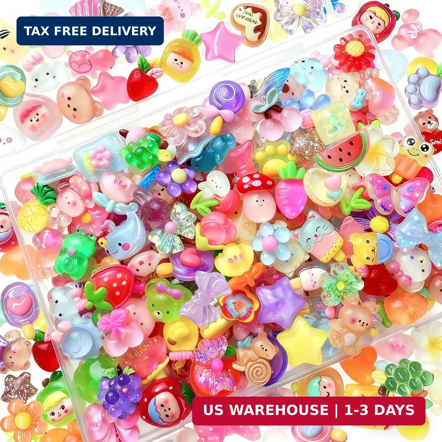 120PCS Mixed Colors Slime Charms Cute Flatback Random Resin Charms Bulk, Slime A