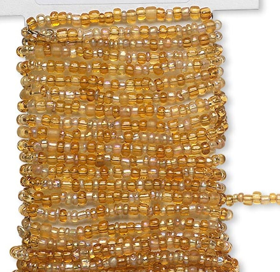 Beaded Wire, 15 Feet Pre-Strung Rainbow GOLDEN Wired Glass Seed Beads *