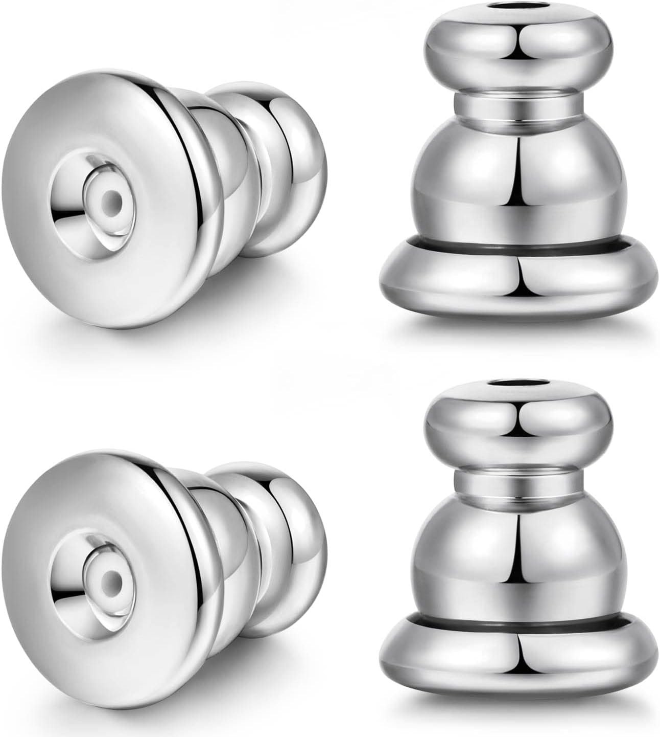 Locking Earring Backs for Studs, Hypoallergenic Silver Bullet 2 Pairs