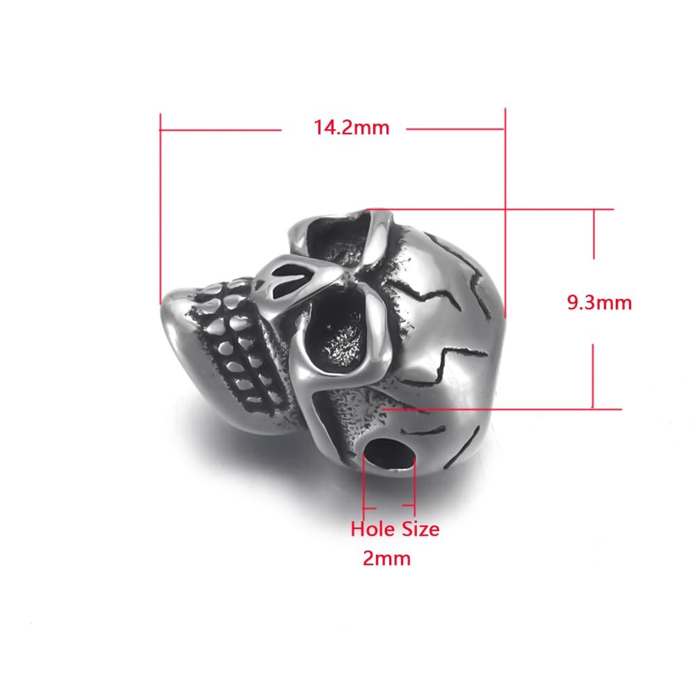5 Pcs Stainless Steel Metal Skull Beads spacer beads for jewelry making (Styl…