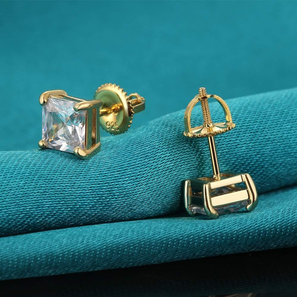 2Pairs Screw on Earring Backs Replacements,14K Gold Plated 925 Silver Secure