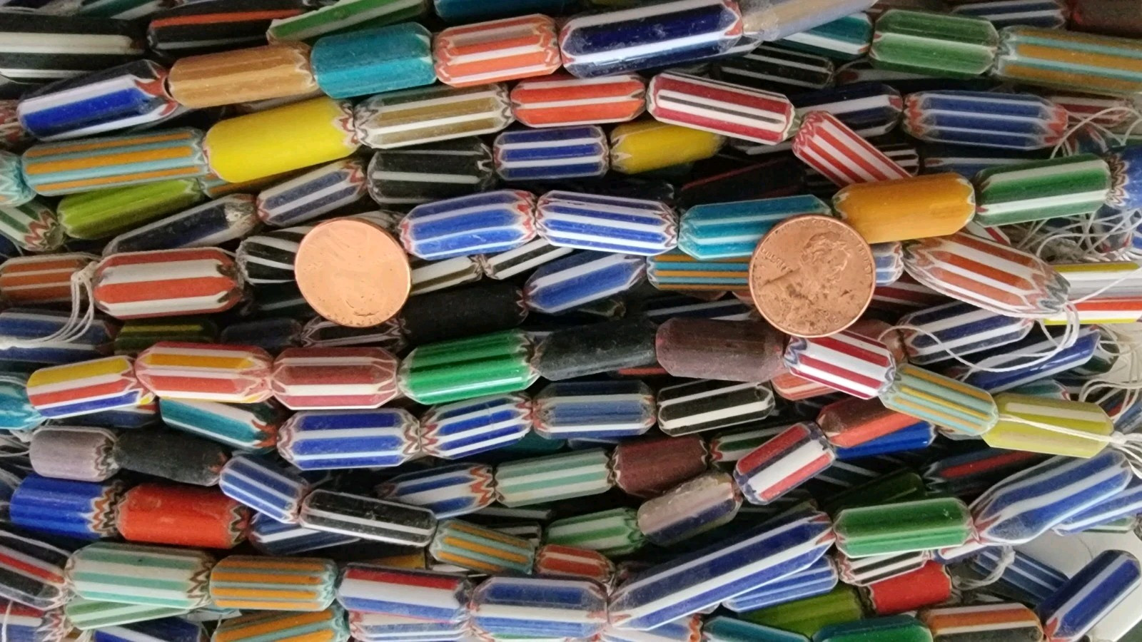 Handcrafted Chevron beads Assorted Shapes / Sizes / Styles India 2.2 Lbs. #153
