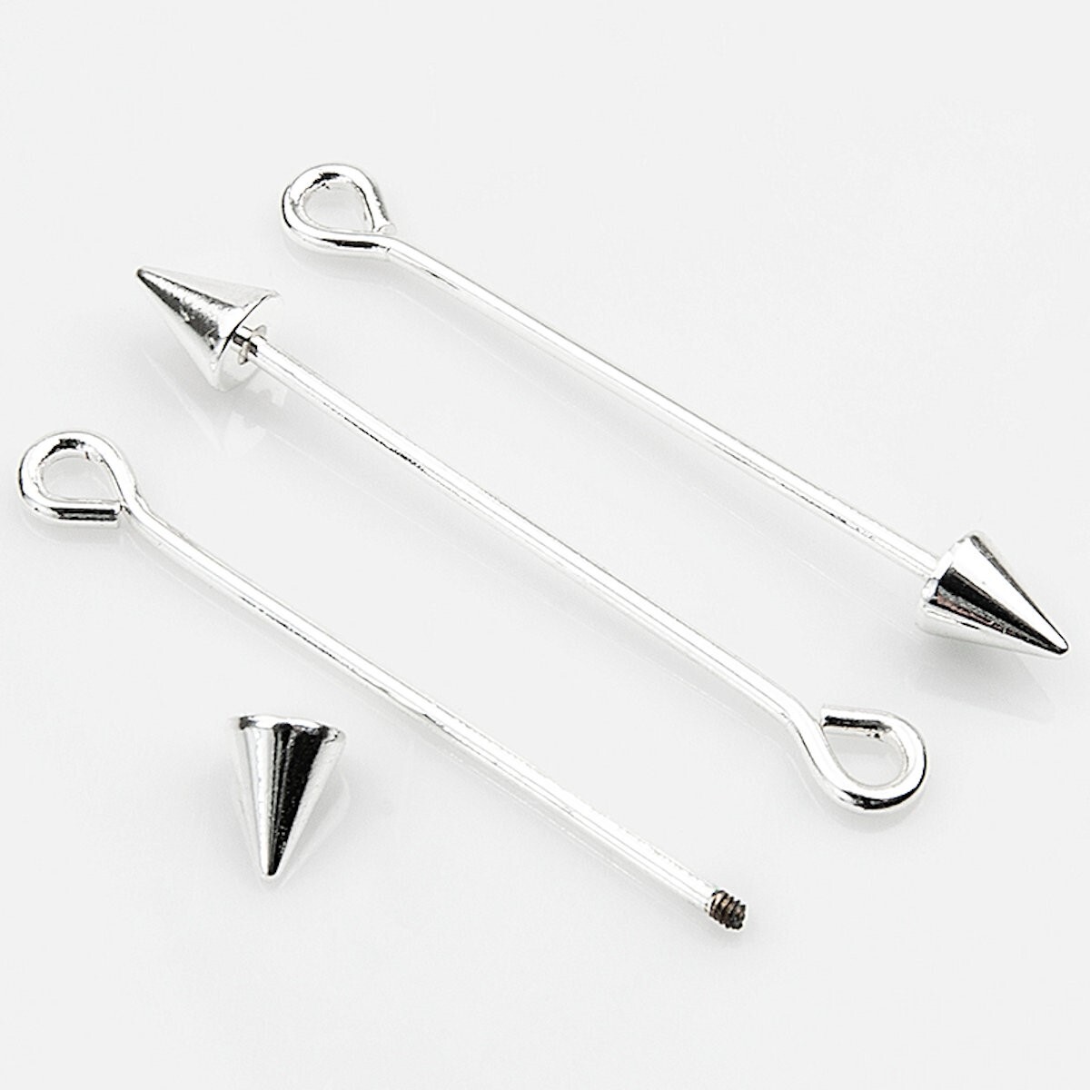 Drop Pins, 3 Silver Plated Brass 2″ Long Instant Pendant with Screw-On Finials