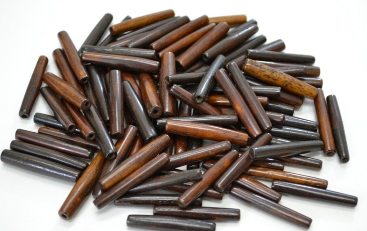 500 PCS DARK BROWN BUFFALO BONE PIPE TUBE BEADING BEADS 1 1/2″