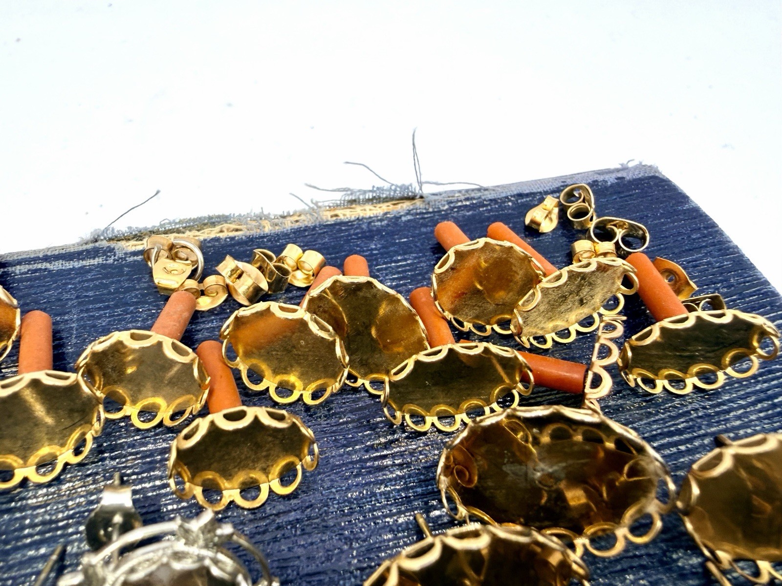 37 Pairs Vintage Gold & Silver Tone Earrings Blanks Settings Bezel Findings