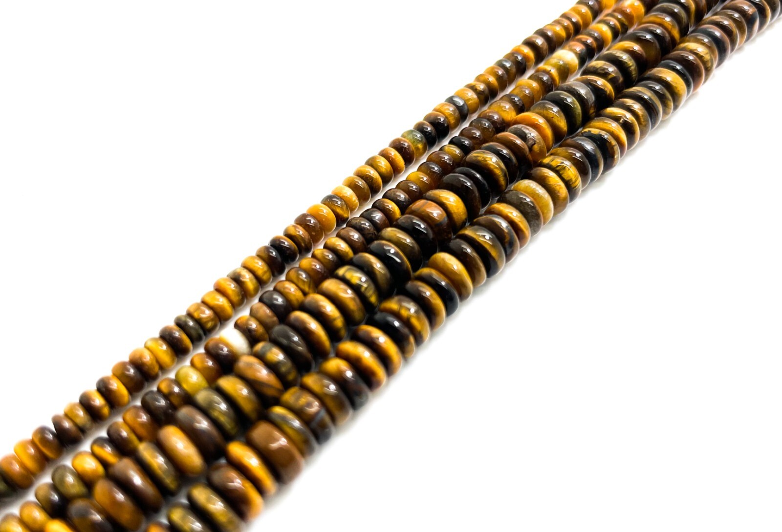 Natural Tiger’s Eye Smooth Polished Rondelle Round Flat Gemstone Beads – RD34