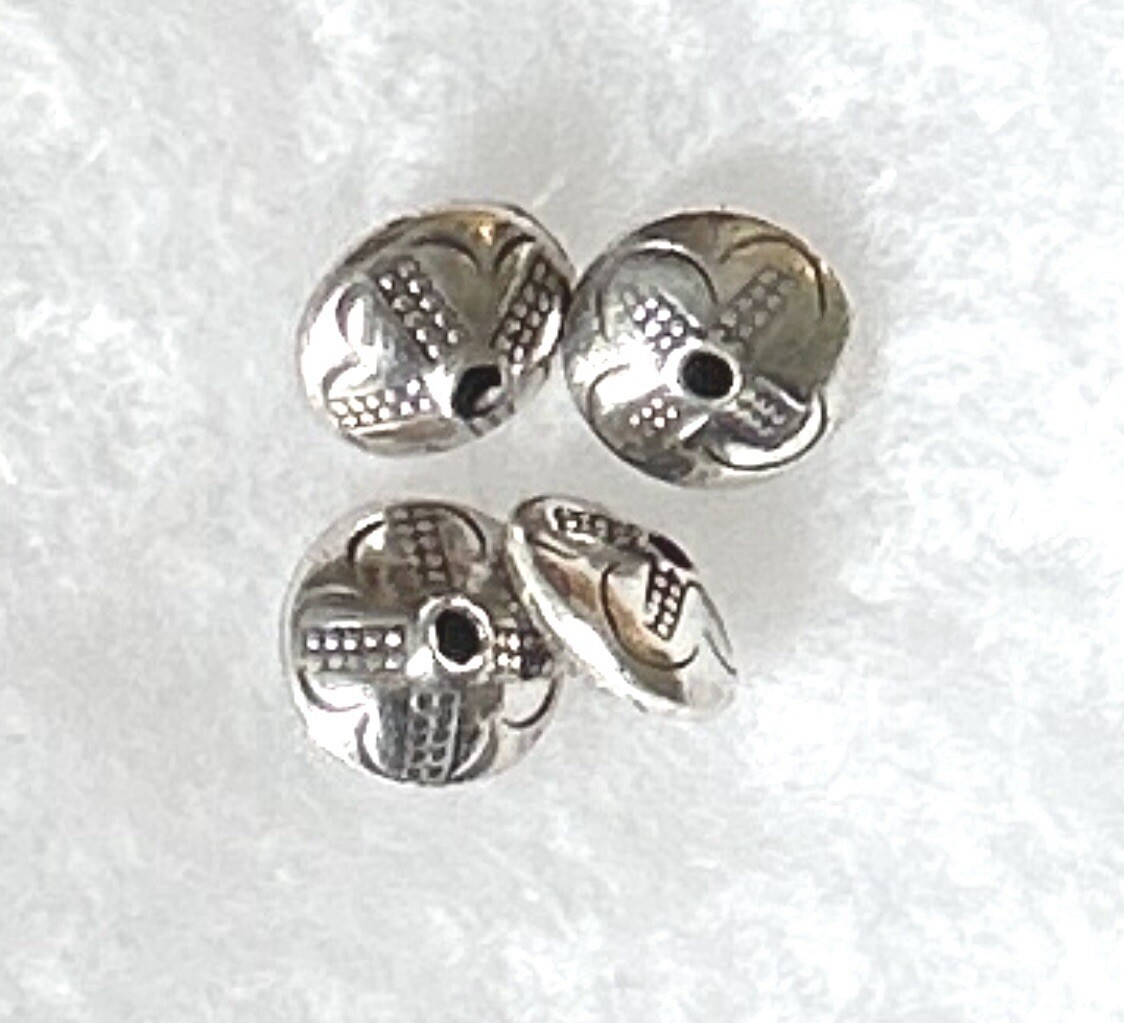 4 Hill Tribe Silver Beads From Thailand Approx 7 X 11 mm