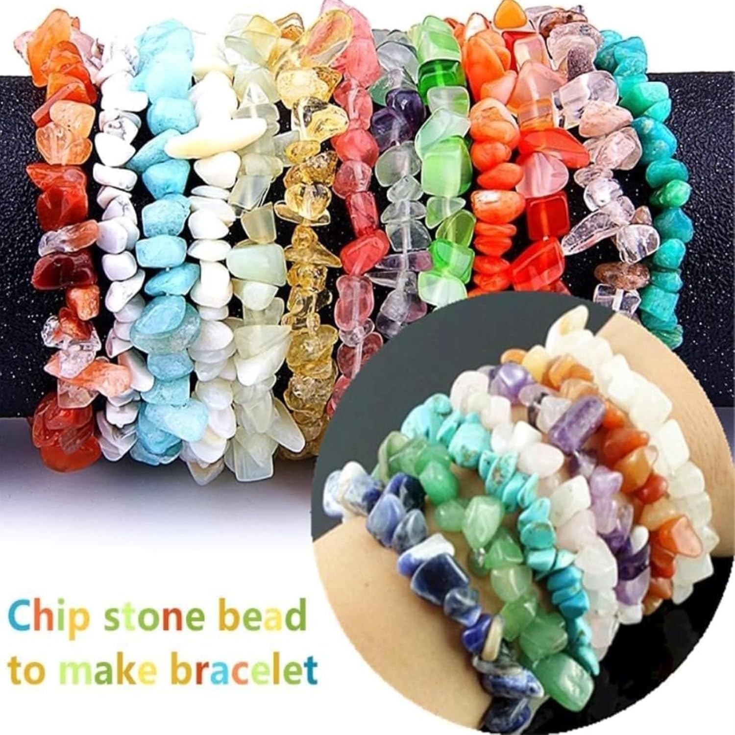 500PCS Natural Chip Stone Beads – 5–8mm Multicolor Gemstones for Jewelry