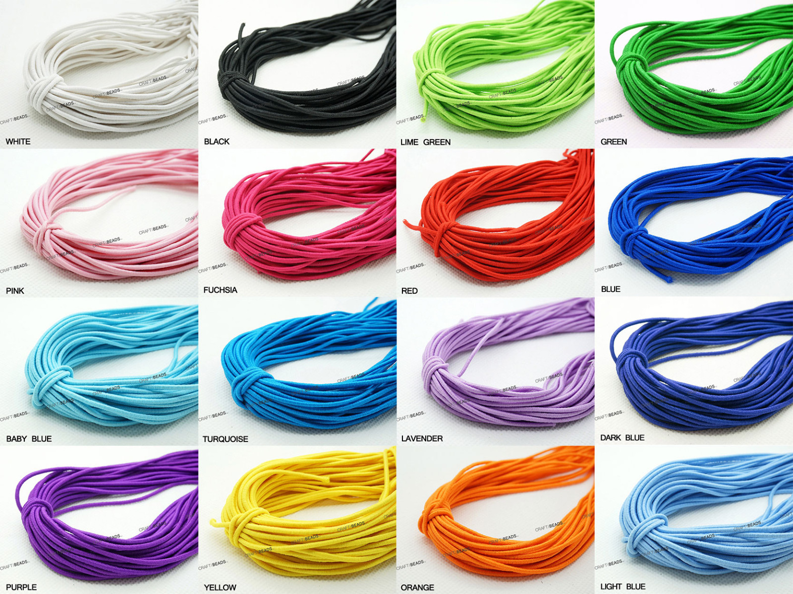 1mm 1.2mm 2mm 4mm Nylon Coated Round Elastic Cord Stretchable Beading Mala Craft