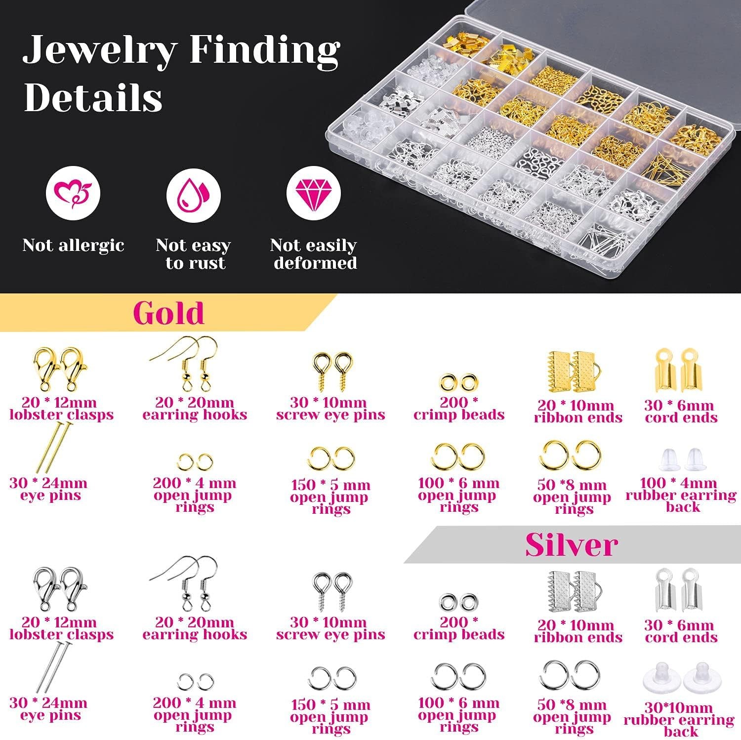 Jewelry Making Kit 1830PCS Tools Findings Wire Chain Repair Starter Set Case