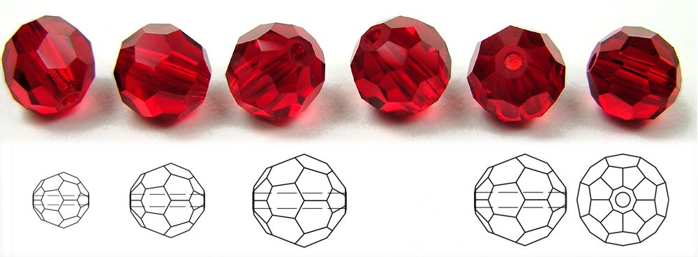 Light Siam Red Czech Machine Cut Round Crystal Beads 8mm Rosary Size beads