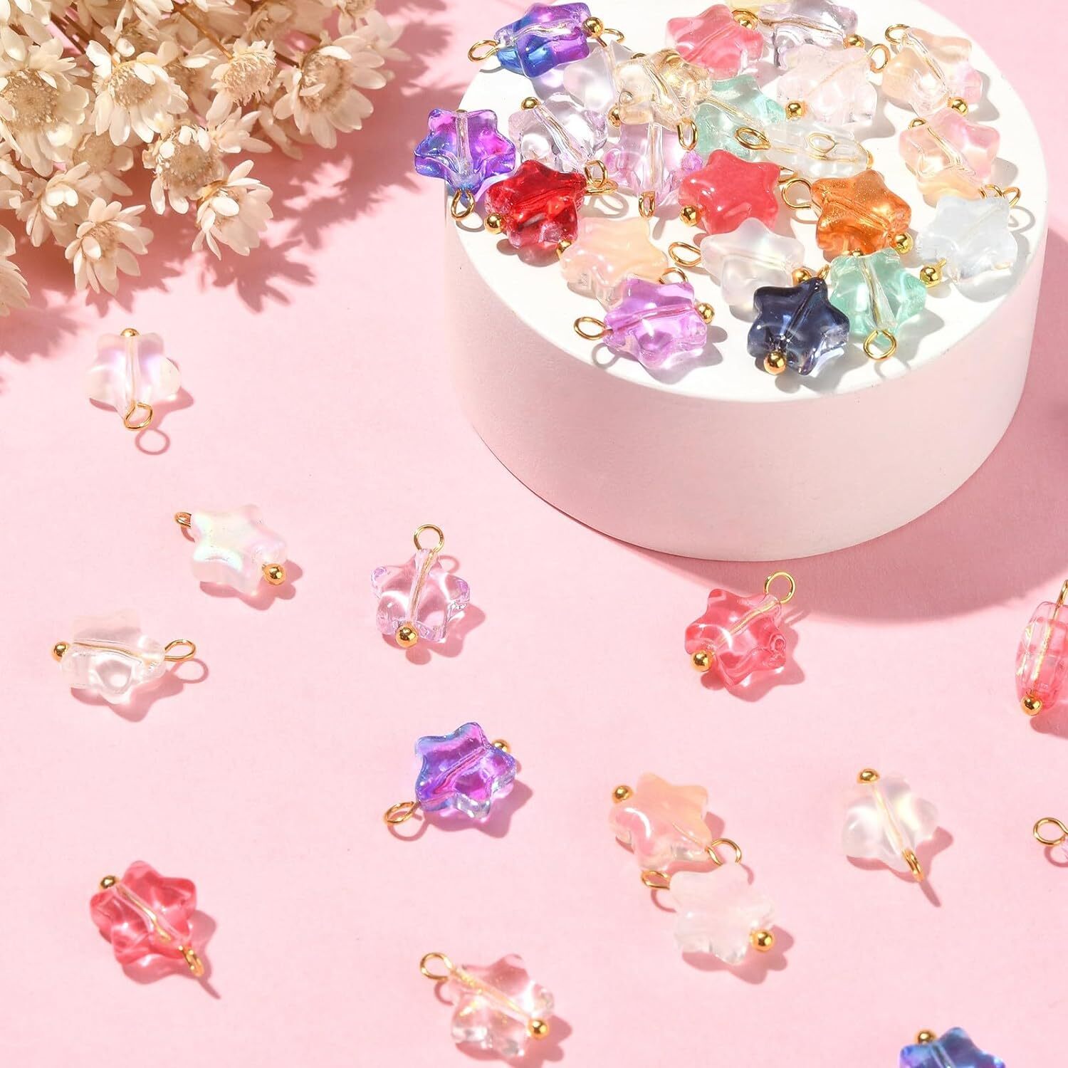 100x Crystal Star Charms Pendants for Jewelry Making Necklace Earrings Accessory