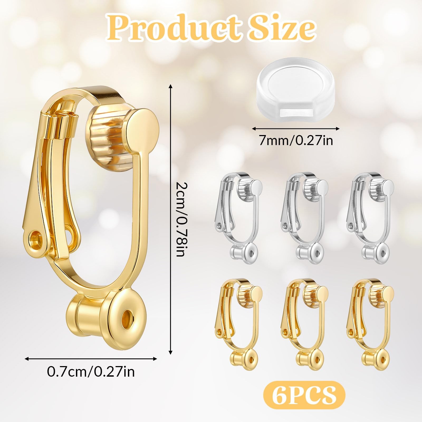 6PCS Clip On Earring Converters with Silicone Pads Convert Pierced to Clip On