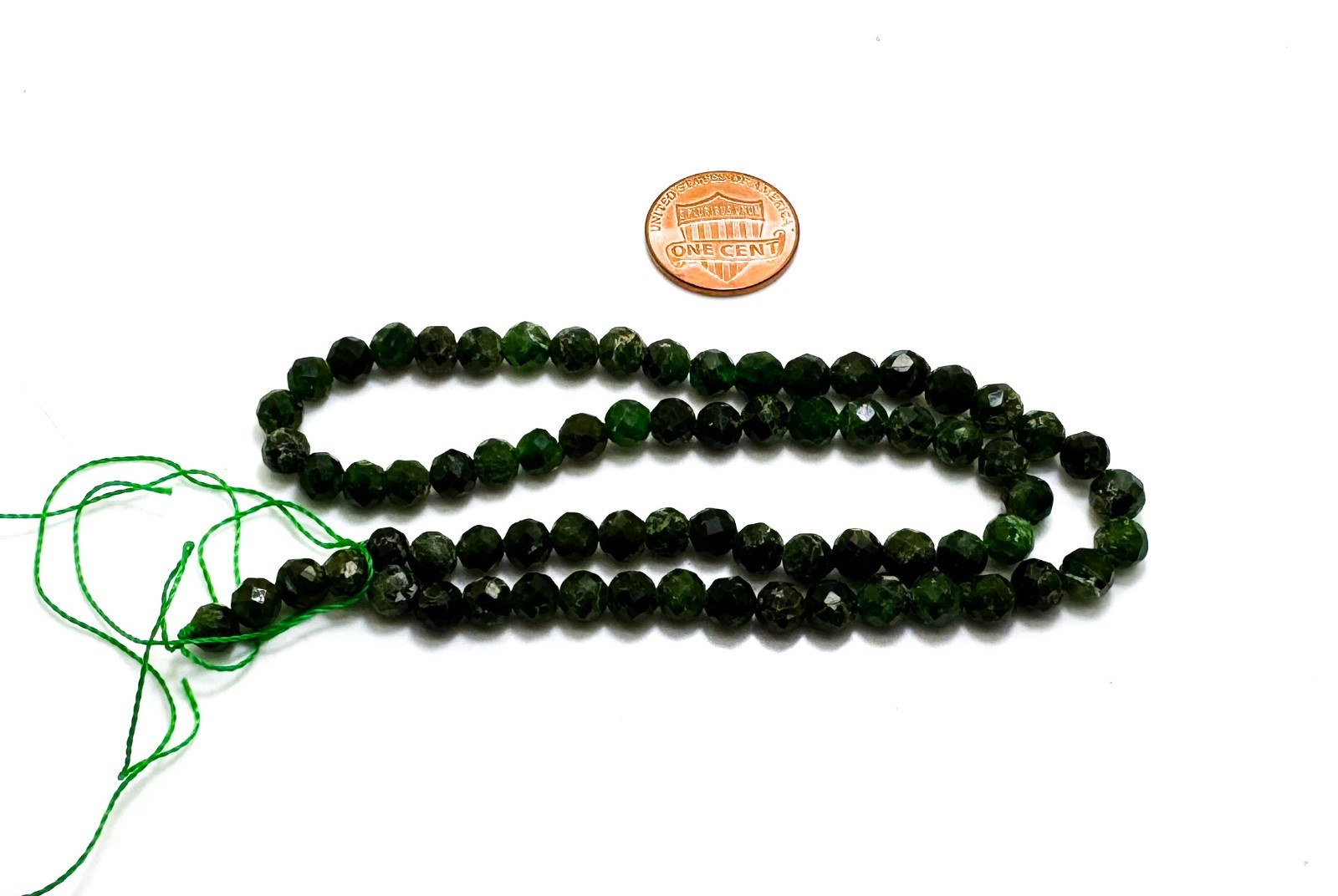 Natural Chrome Diopside Faceted Round Beads Deep Green Gemstone RNF78