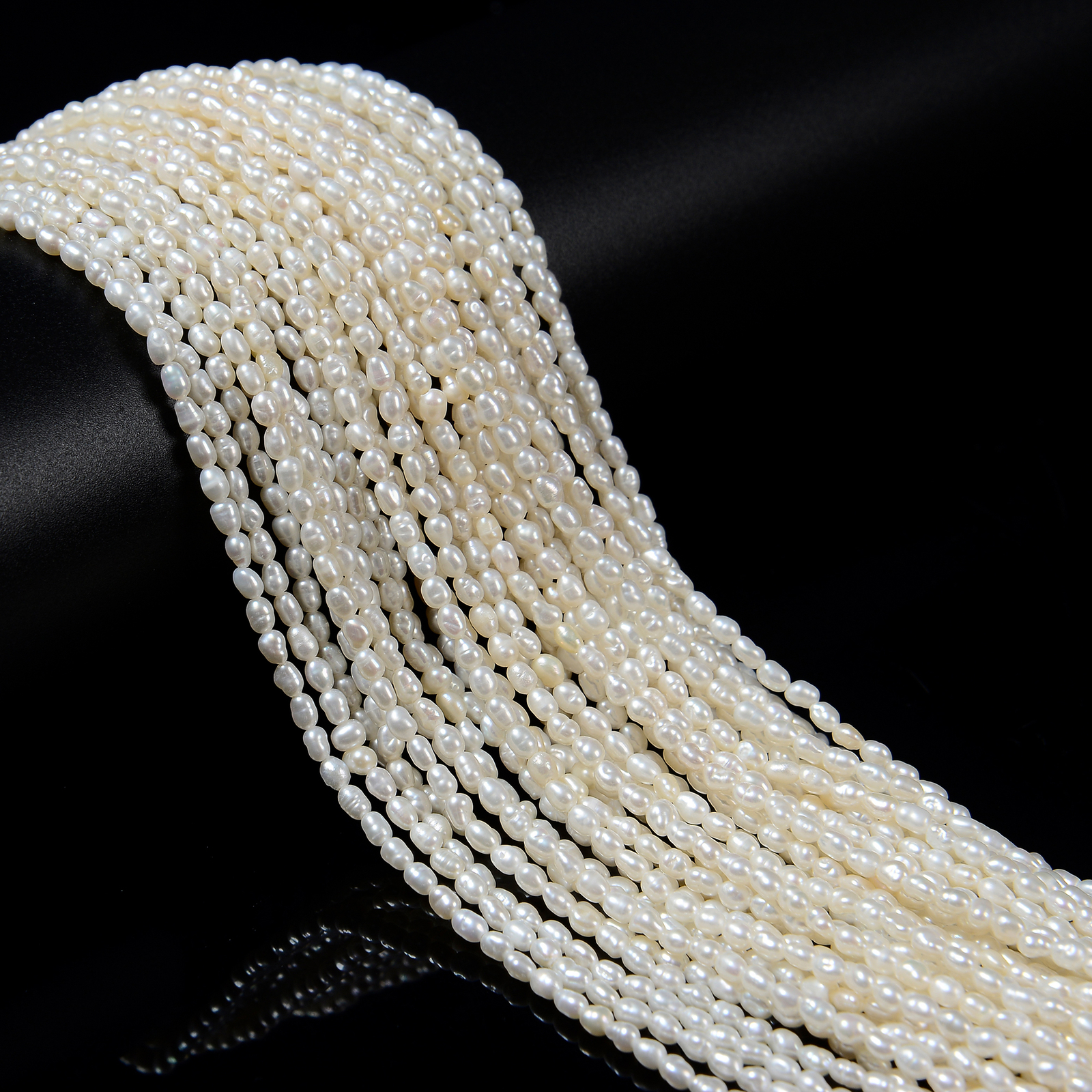 White Fresh Water Pearl Rice Shape Beads Size 3mm x 3-4mm 14” Strand