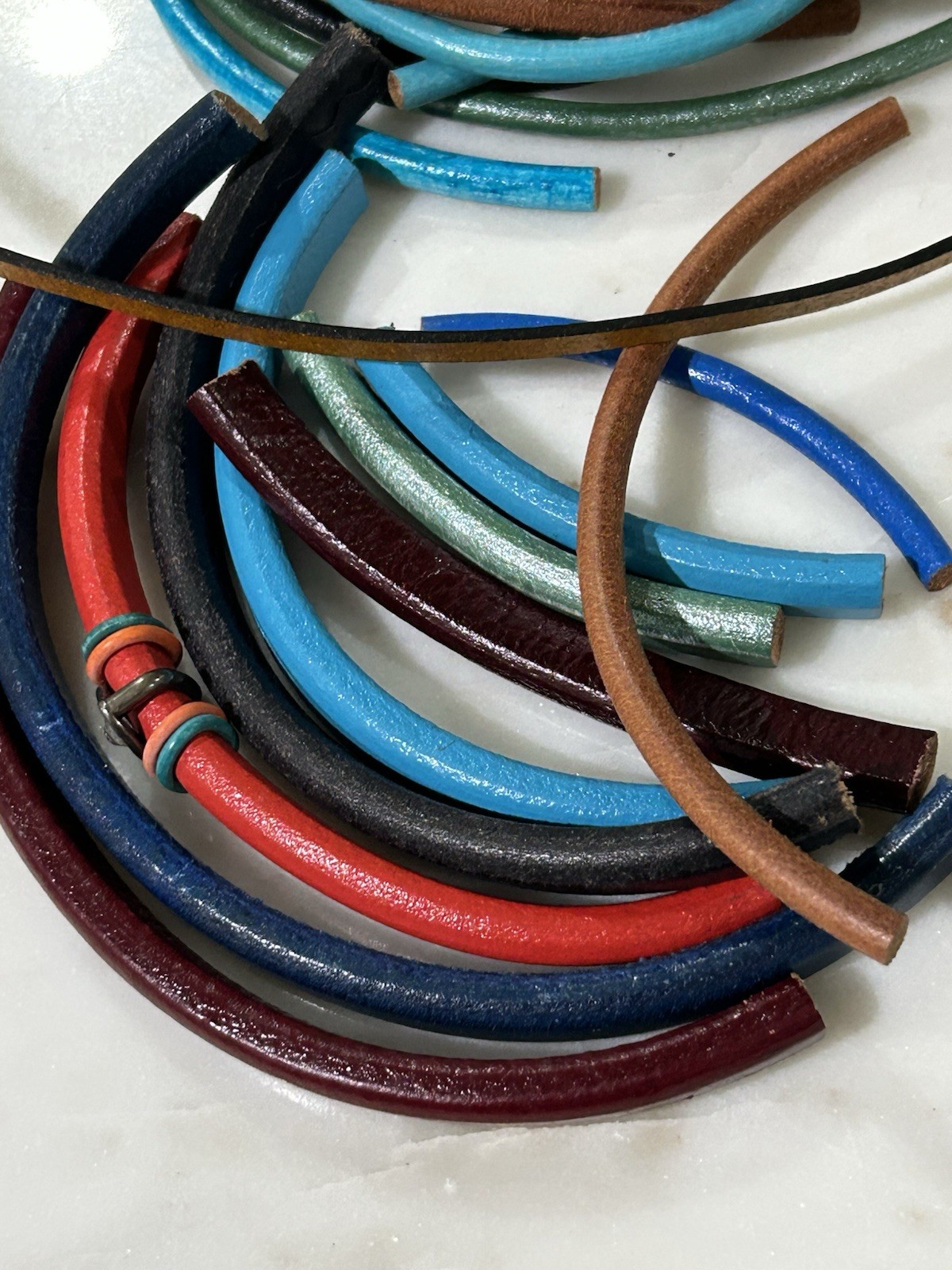 Regaliz Licorice Leather Remnants pieces detach lot Random Colors, sizes, Shapes