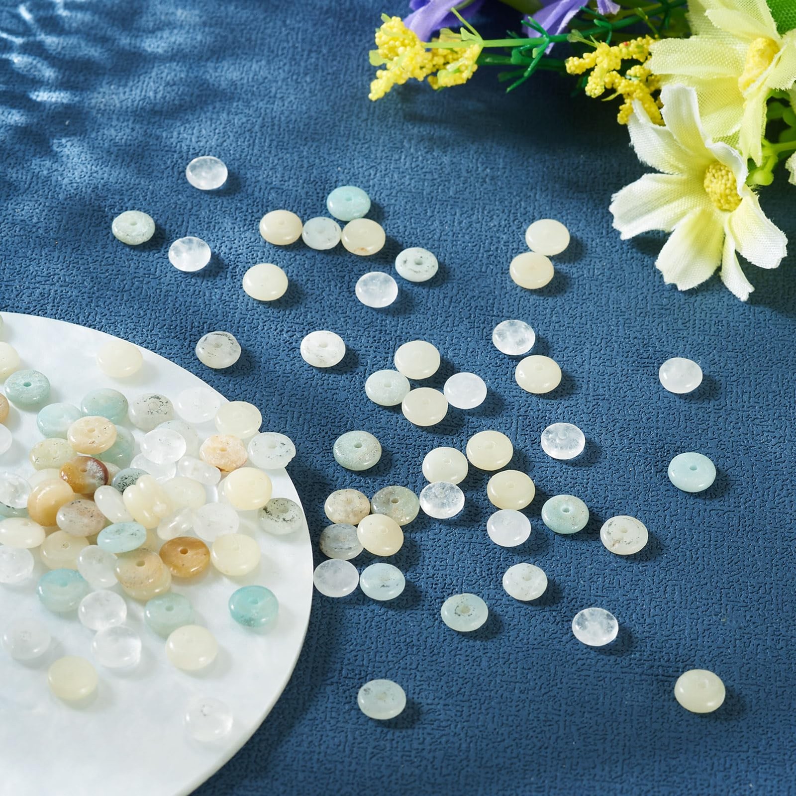 180Pcs Natural Gemstone Rondelle Beads for Jewelry Making 6mm Smooth Gemstone…