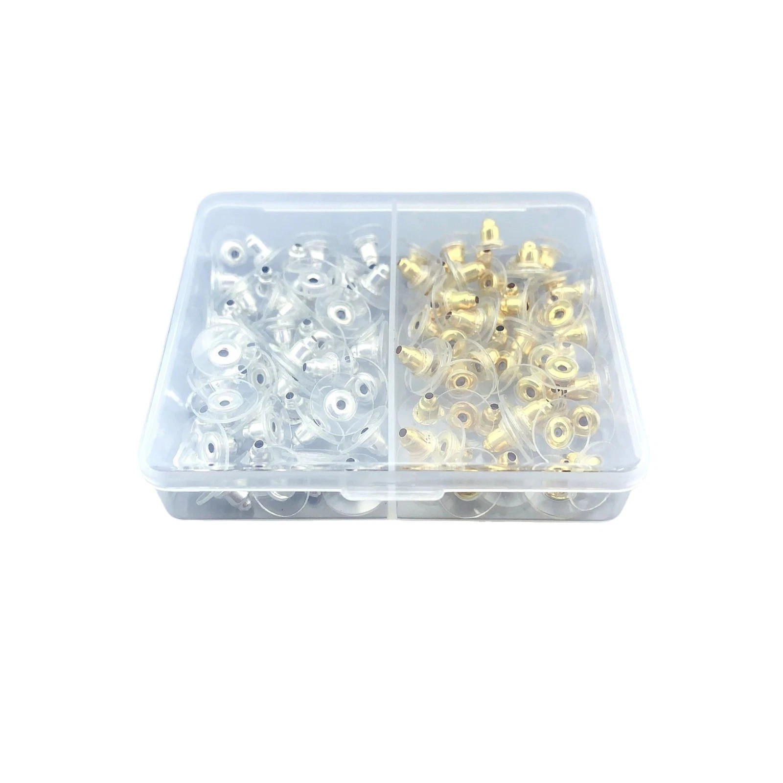 100Pcs Fishhook Earring Backs Silver Gold Bullet Clutch Backs for Pierced Earrin