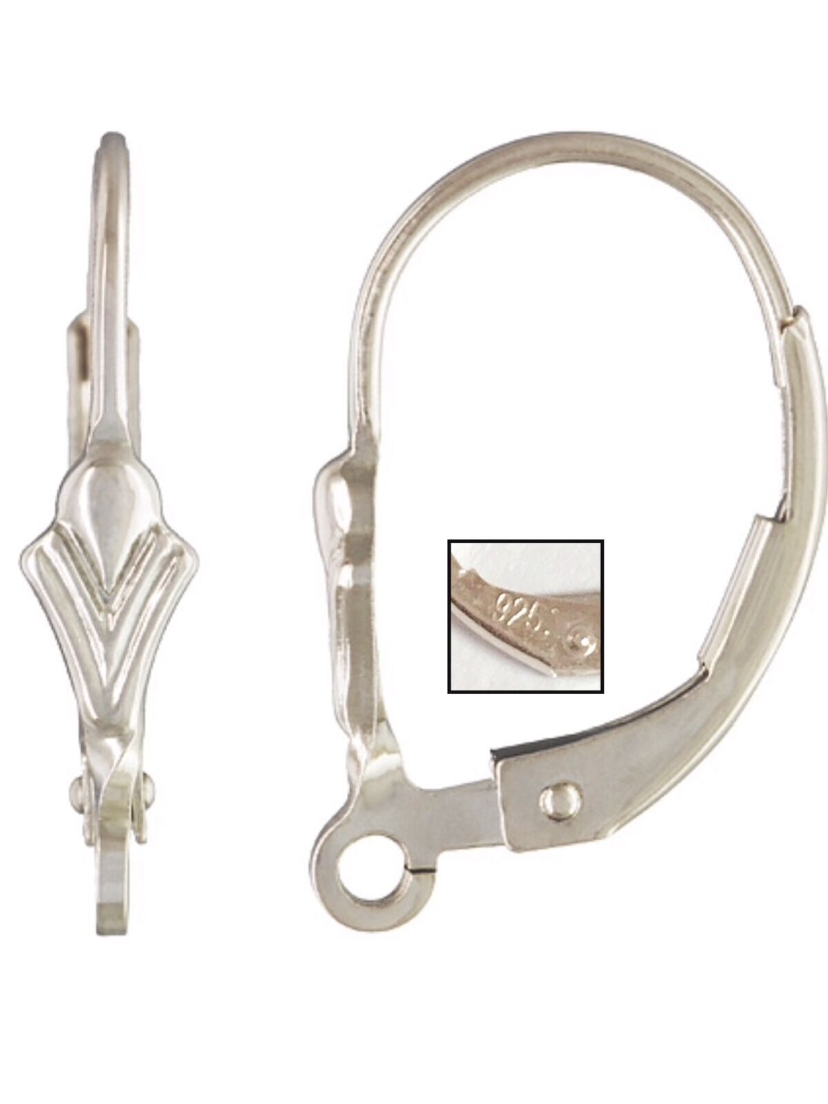 925 Sterling Silver FleurDeLis Leverback 2pcs / 6pcs / 10pcs #5206-3