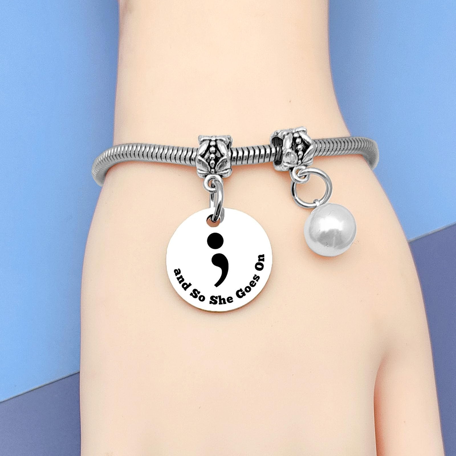 Mental Health Gifts for Women Semicolon Bracelet Inspirational Gifts for Depress