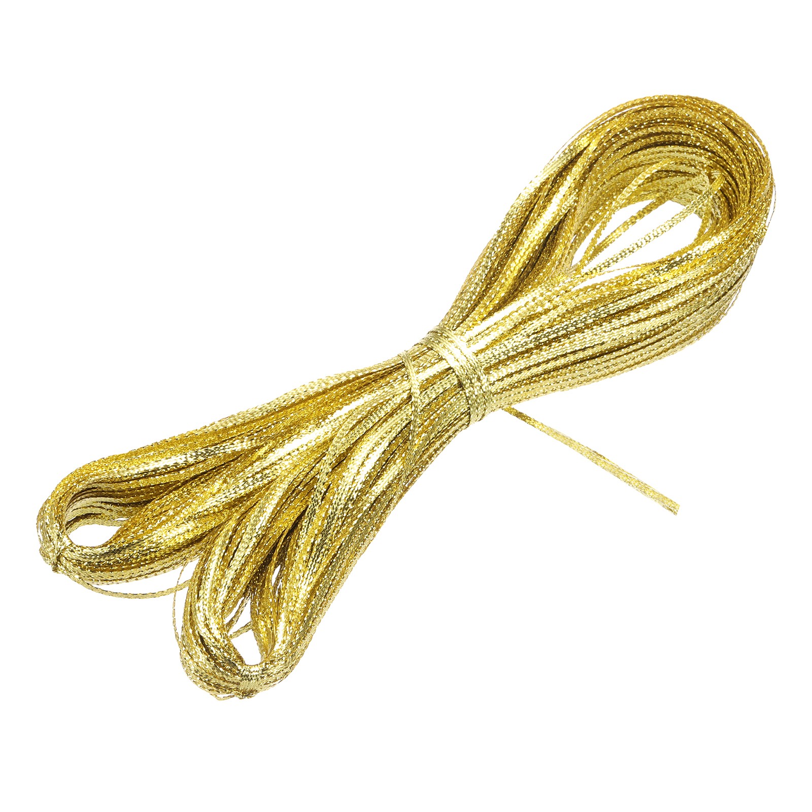 103 Yard Metallic Thread Cord, 3mm(0.12inch) Flat Rope Ribbon String,Light Gold