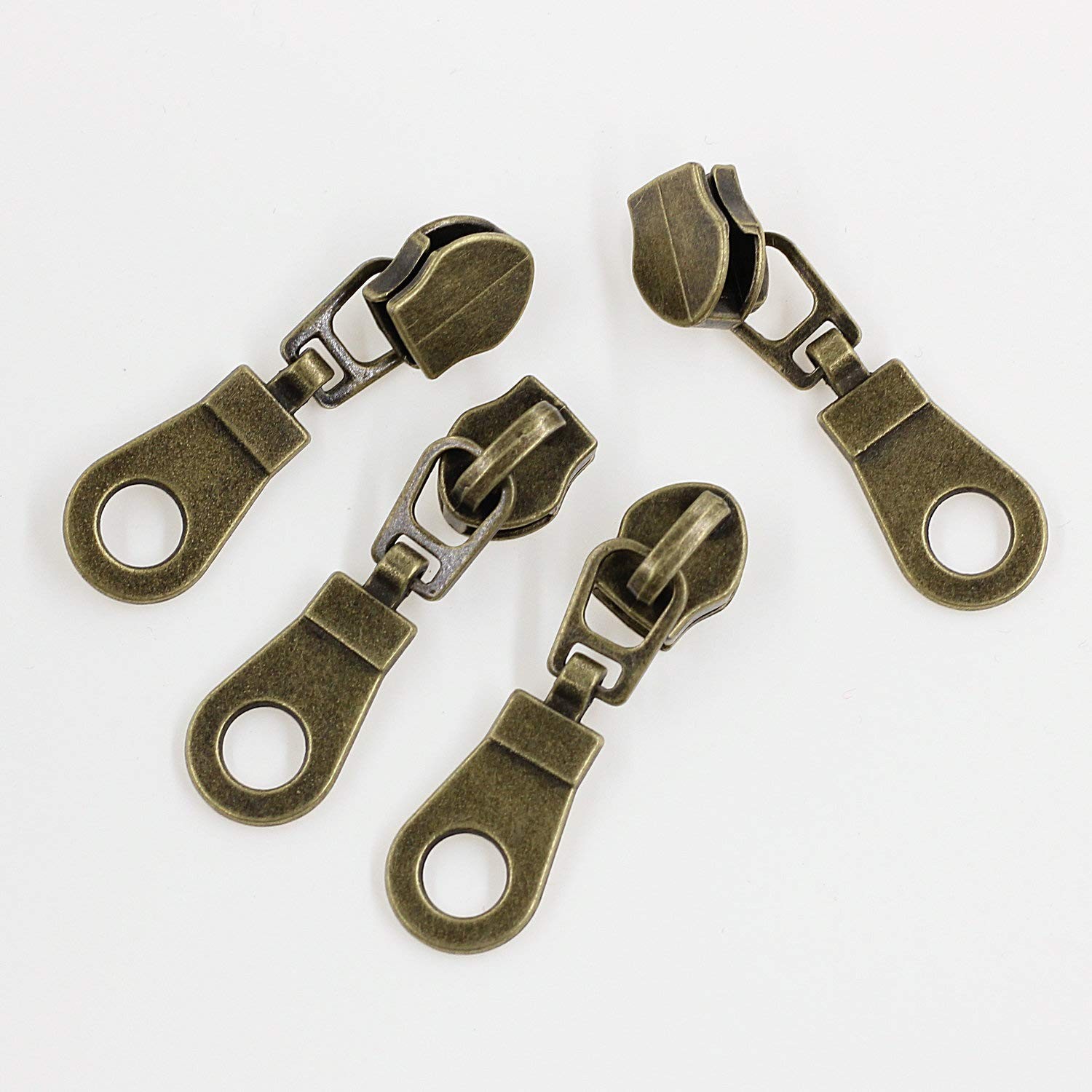 50 PCS #5 Antique Brass Pulls Nylon Coil Zippers Metal Sliders Jackets Bags