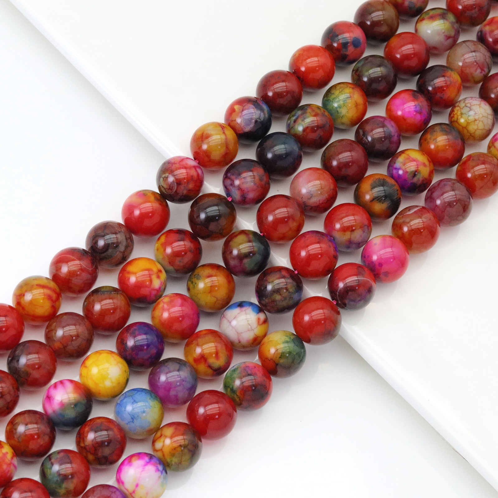 High-Quality Natural Orange Blue Agate, 12/14mm Round Smooth Beads – Sku#U1805
