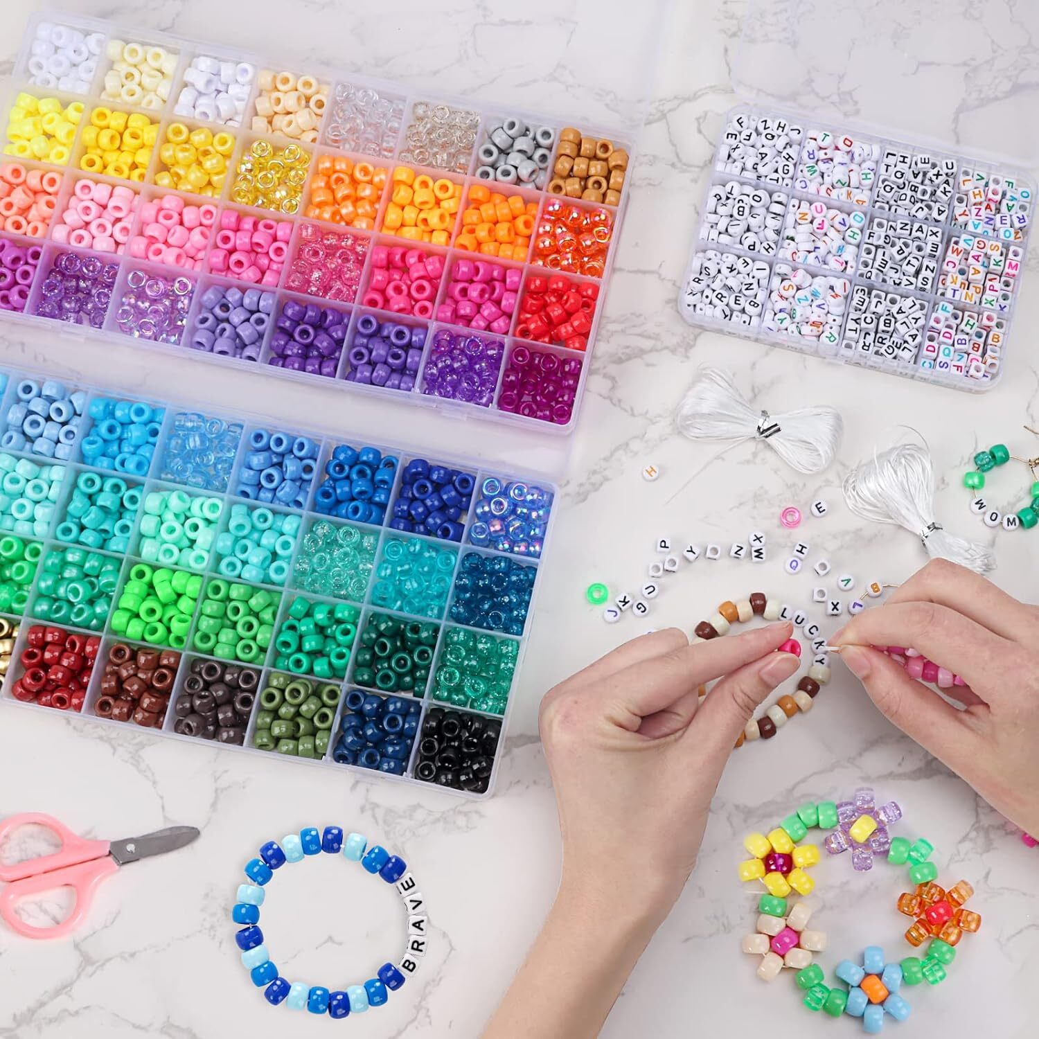 2350 Piezas, 64 Colores, Cuentas De Pony Para Kit De Fabricacion De Pulseras…