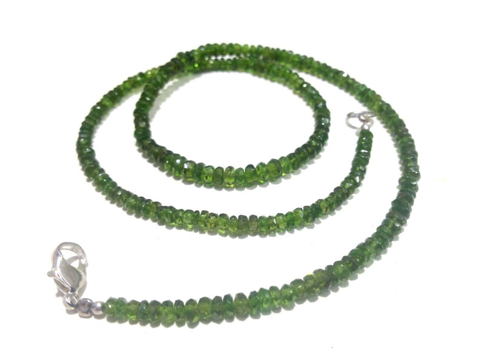 24″inch Necklace AAA Natural Chrome Diopside Rondelle Faceted 4-4.5mm Beads