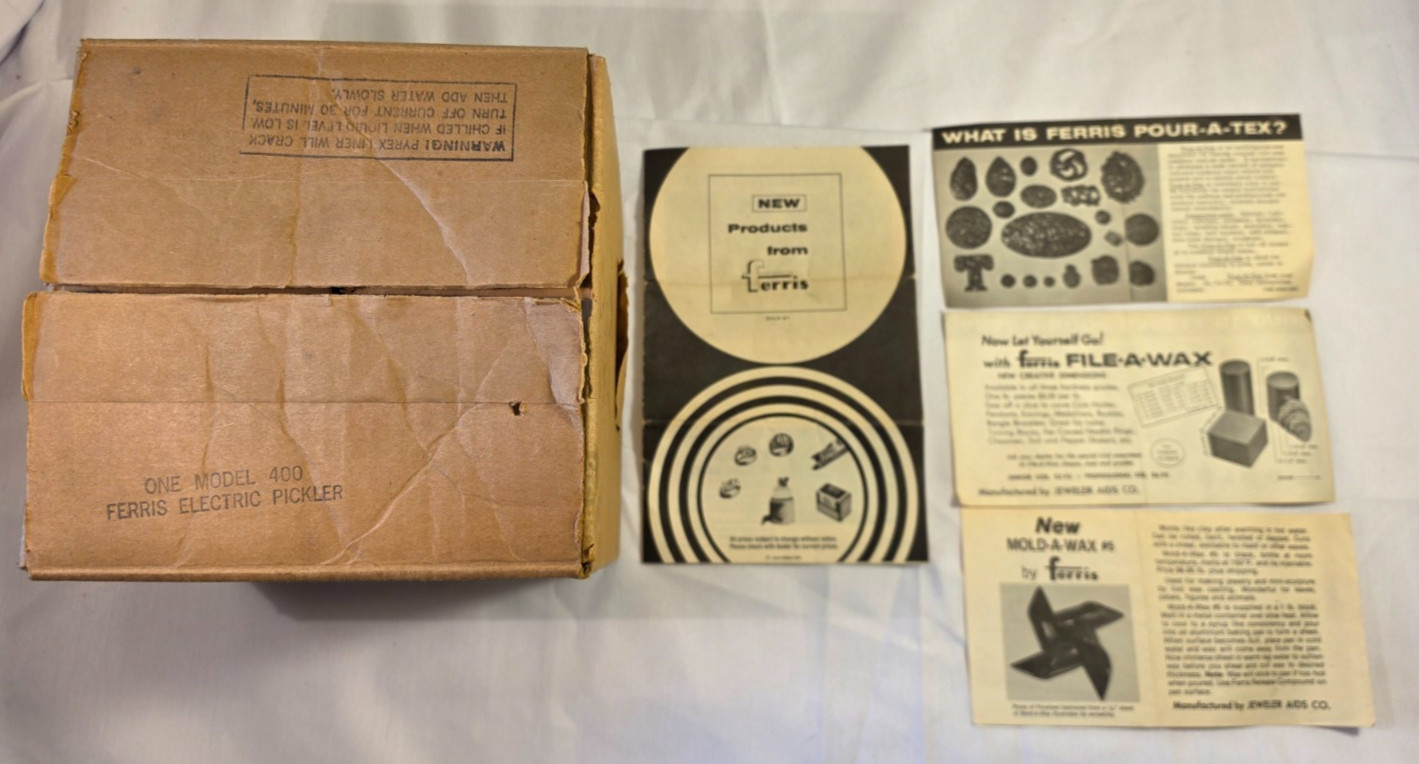 Vintage Ferris Model 400 Electric Pickler Jeweler Tool w Box Manual Basket Italy