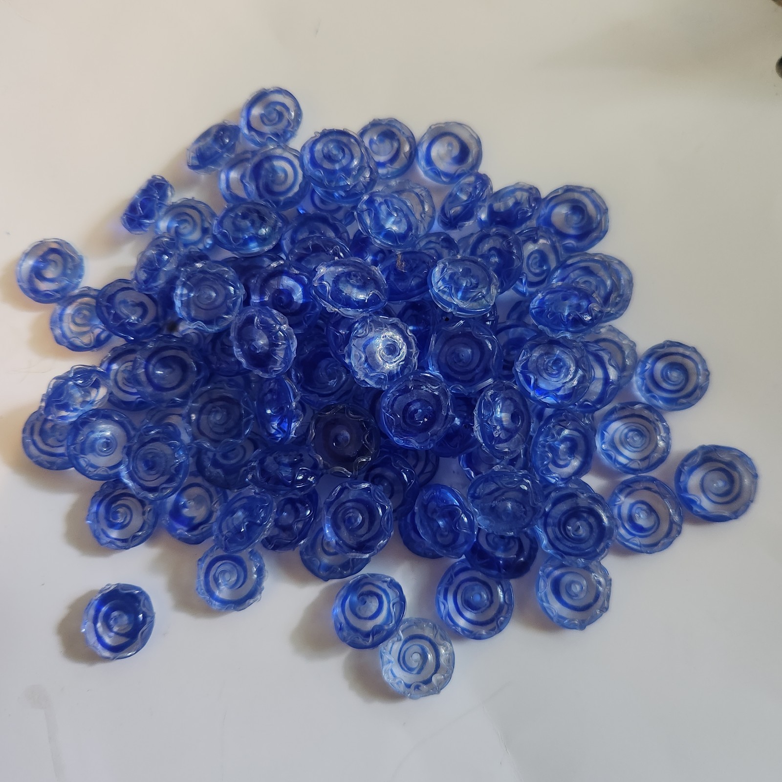 Fire Mountain Gems Handmade Lampwork Glass Round Beads 15mm Blue/Clear