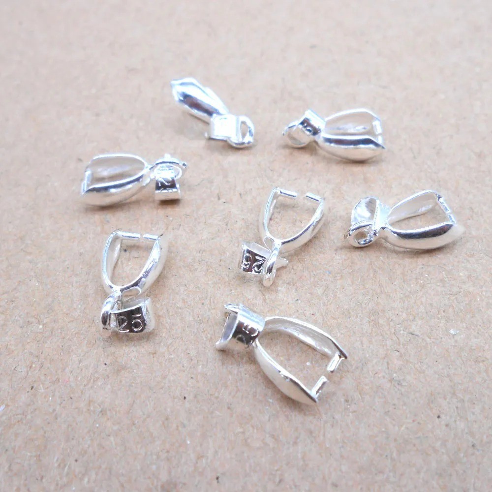 10pc 925 Sterling Silver Bail Connector Pinch Clasp Pendant DIY Jewelry Making