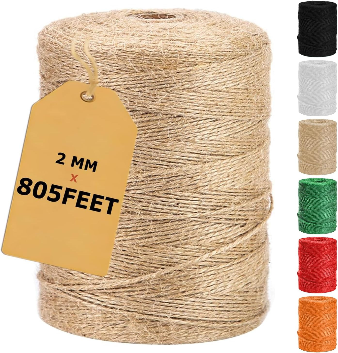 805FT Natural Jute Twine String, Bulk Hemp Jute Rope Cord Twine for Crafts Ga…