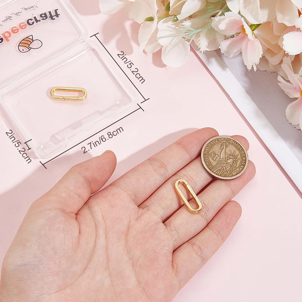 Beebeecraft 1 2Pcs Gold Spring Gate Rings Real 18K Gold Plated 925 Sterling