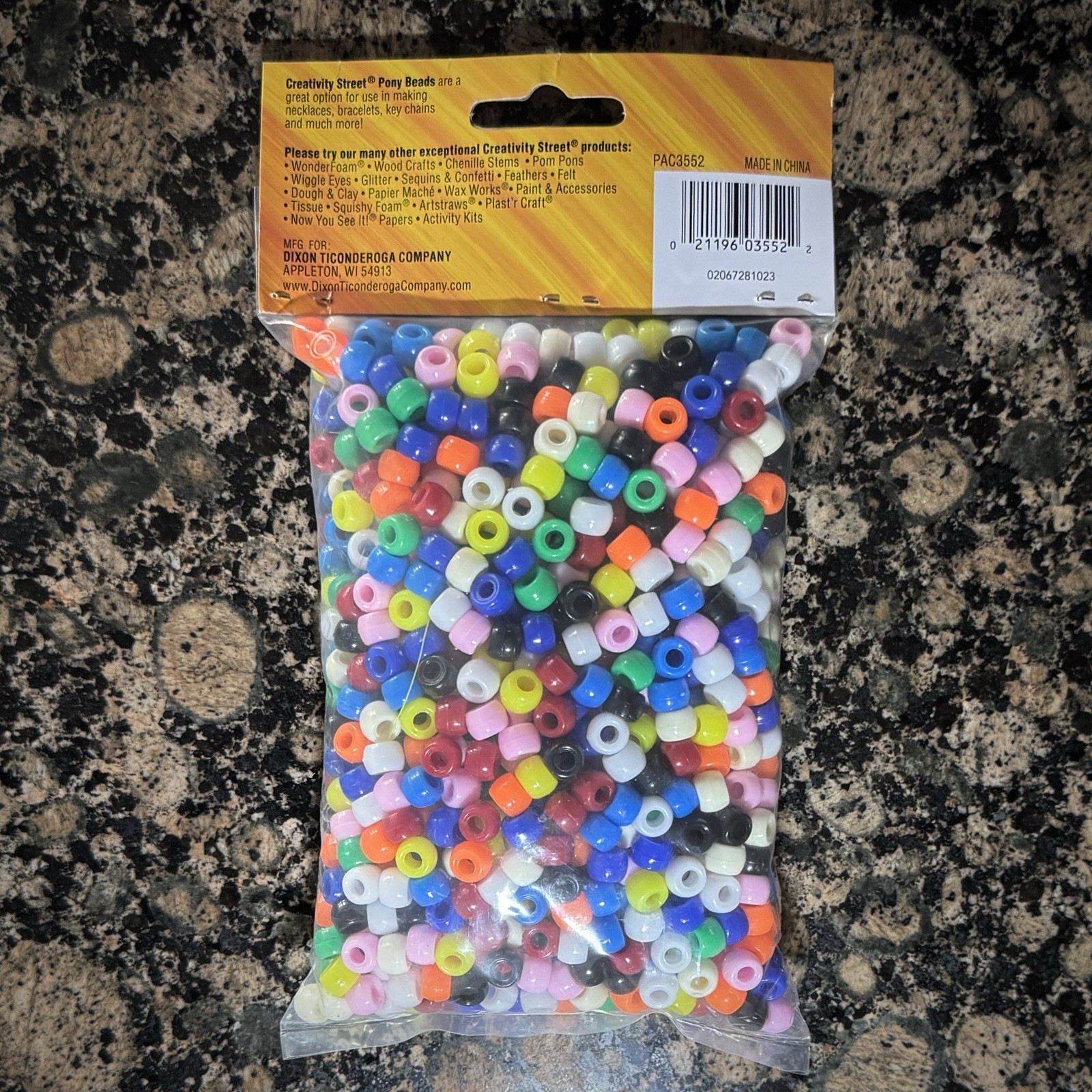 Creativity Street Pony Beads Arts and Craft Assorted Colors Bright Hues 1000 PC