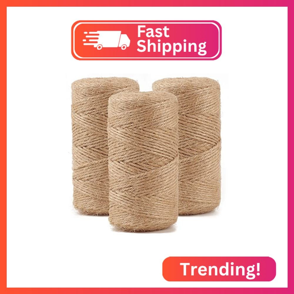 984 FT Natural Jute Twine, 3ply Thin Ribbon Hemp Twine for Gardening, Plant, Gif