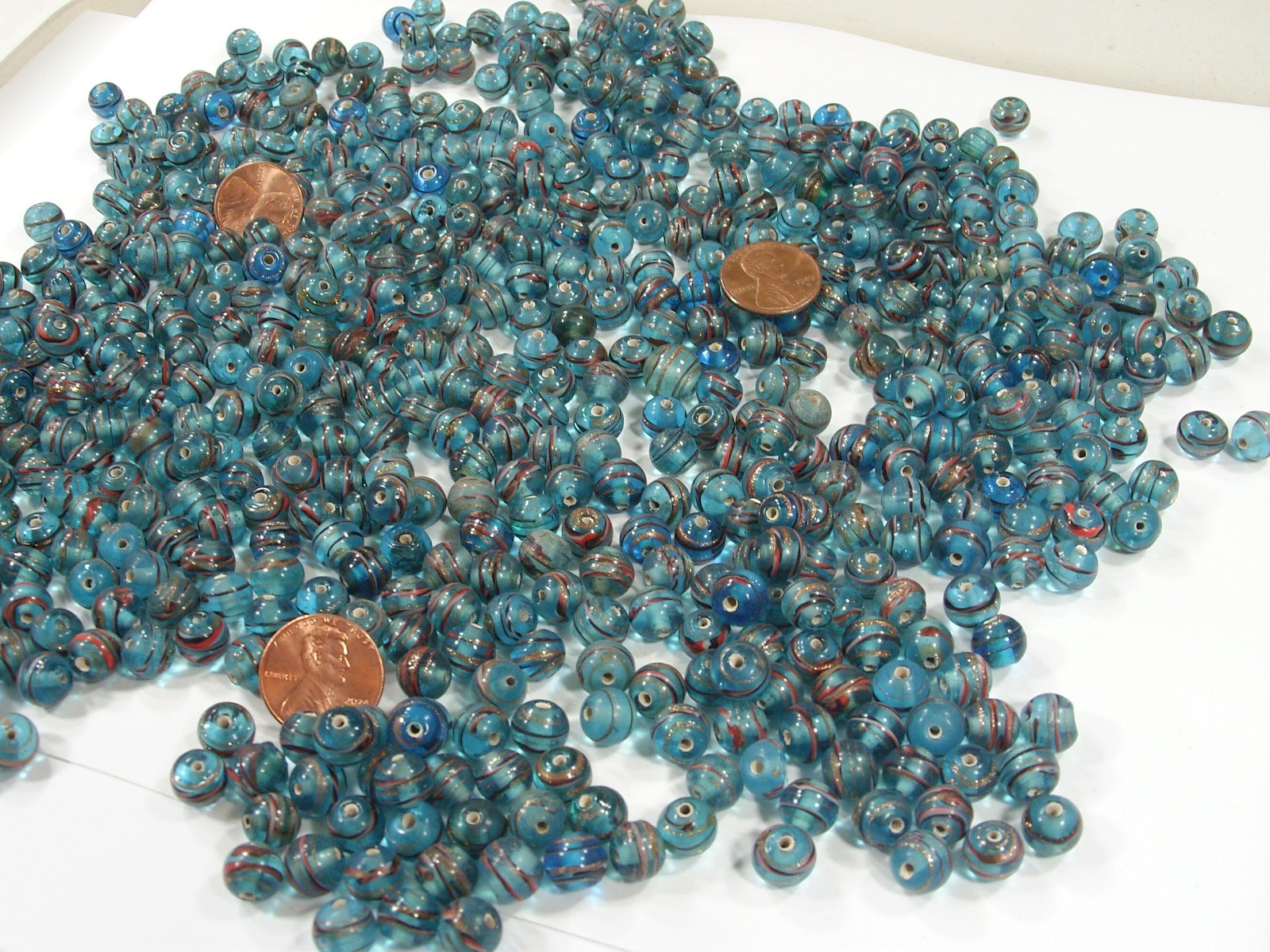 2 Pounds 8mm Round Blue India Handmade Glass Beads Wholesale Bulk (OLC-1) ⭐