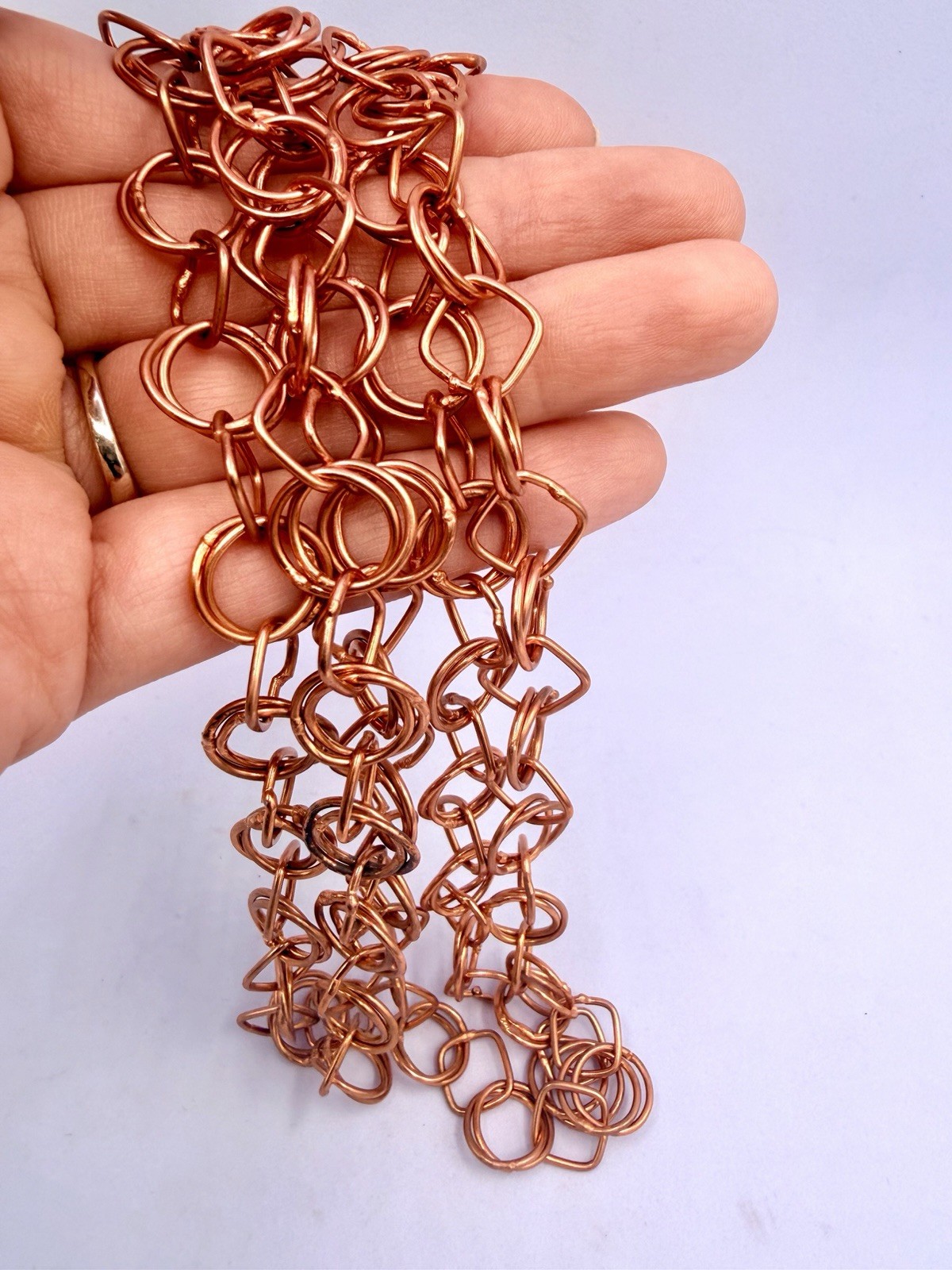 50” Handmade Copper Tone Chain Footage Squares & Circles Soldered Jewelry Making