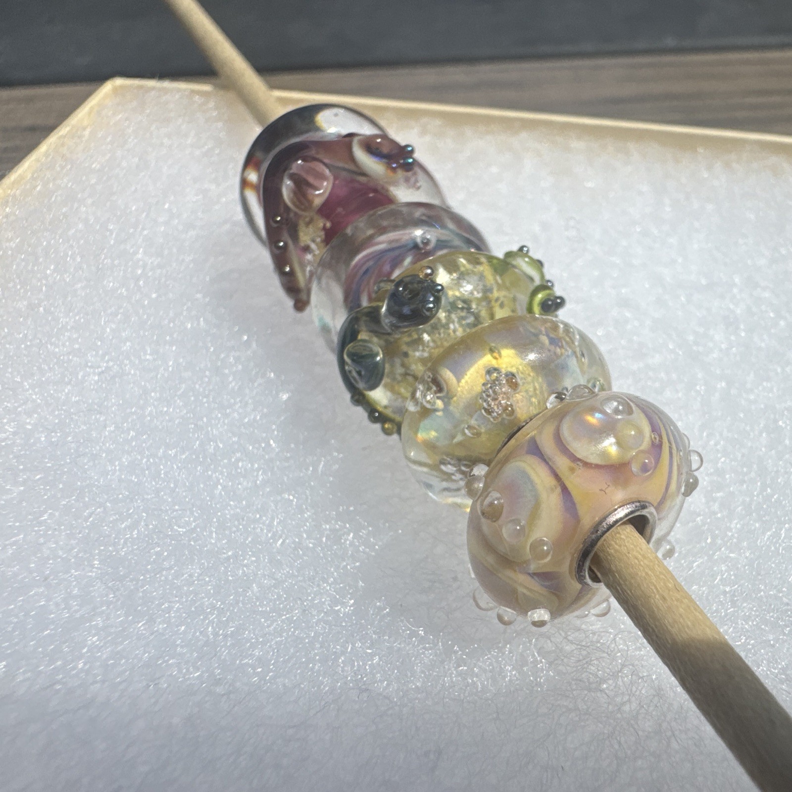 Authentic Elfbeads rare and retired 6 charm lot! Beautiful iridescent styles.